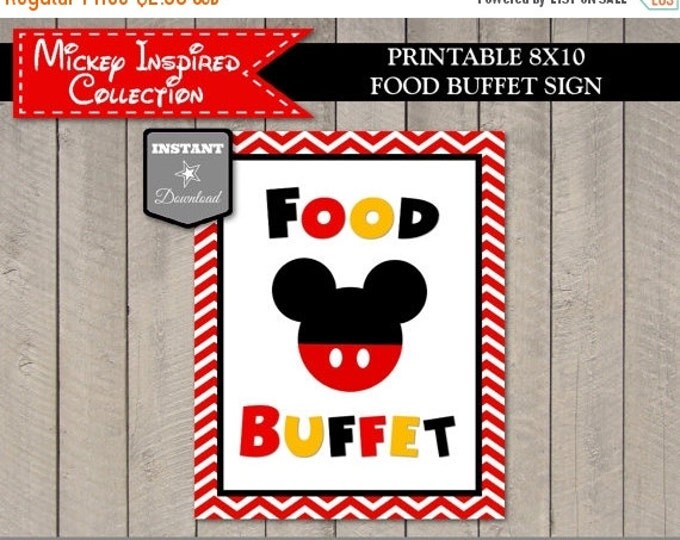 SALE INSTANT DOWNLOAD Mouse Chevron 8x10 Food Buffet Party Sign / Printable / Classic Mouse Collection / Item #1528