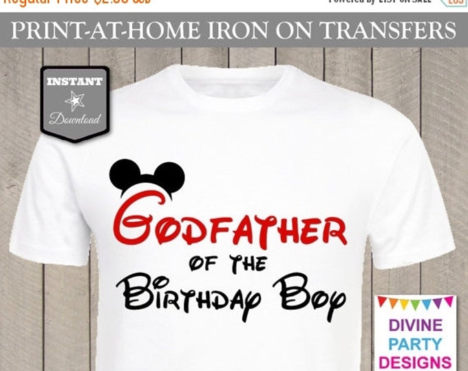 SALE INSTANT DOWNLOAD Print at Home Mouse Godfather of the Birthday Boy Iron On Transfer / Printable / T-shirt / Family / Party / Item #2478