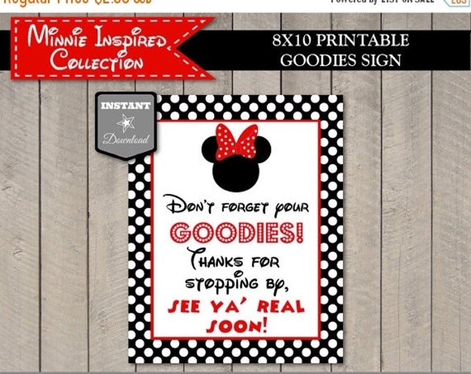 SALE INSTANT DOWNLOAD Red Girl Mouse 8x10 Printable Don't Forget Your Goodies Sign / Red Girl Mouse Collection / Item #1922