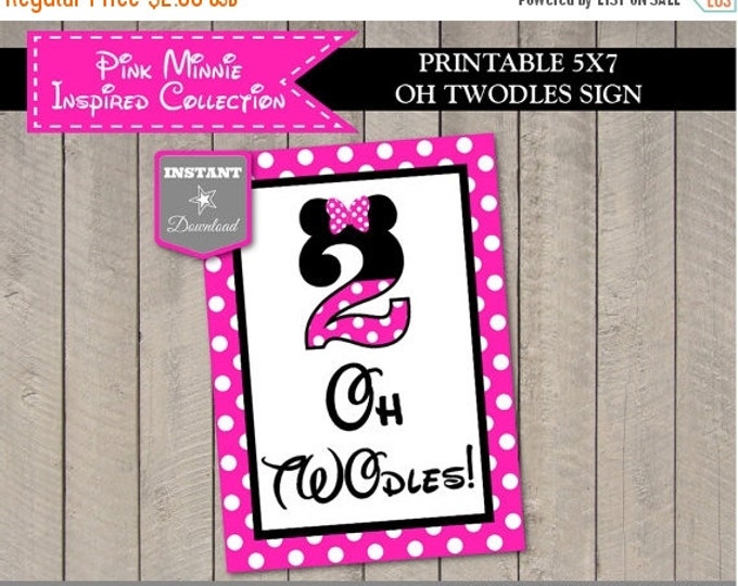 SALE INSTANT DOWNLOAD Hot Pink Mouse Printable 5x7 Oh Twodles Party Sign / Hot Pink Mouse Collection / Item #1752