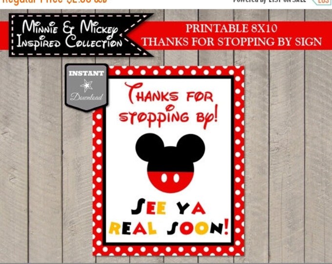 SALE INSTANT DOWNLOAD Mouse Thanks for Stopping By See Ya Real Soon Sign/ Printable 8x10 / Mouse Classic Collection / Item #1512