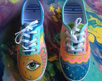 Hand painted shoes; size 8-8.5