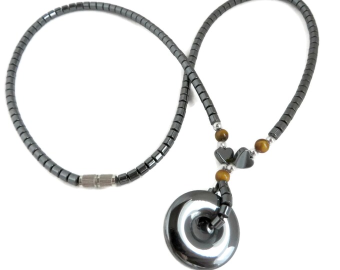 Vintage Hematite Pendant Necklace