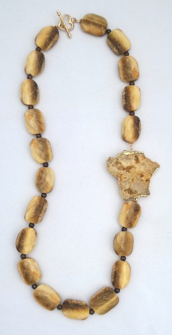 Golden Tiger Eye and Bronzite Necklace, Tiger Eye Necklace, Golden Eye Necklace