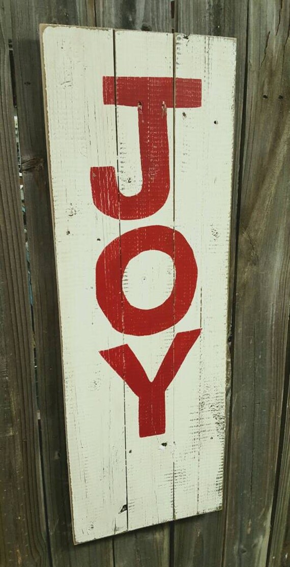 Wood sign Christmas Sign Large hand painted JOY sign on
