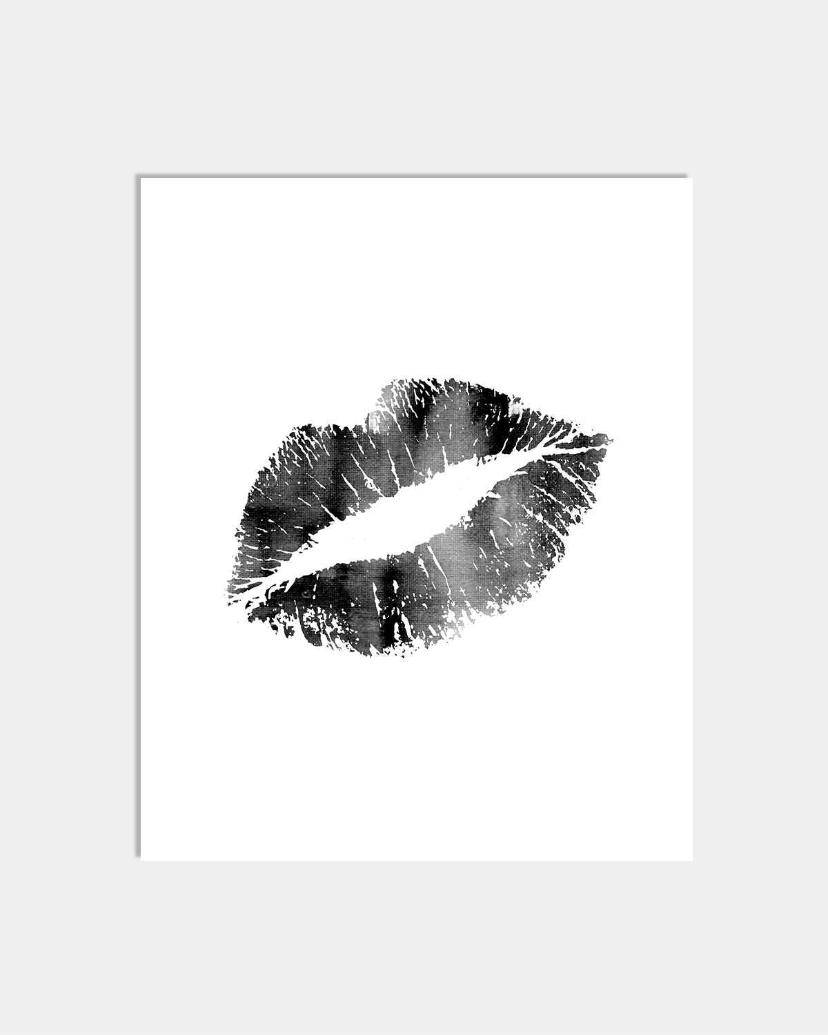 Lips Print Lips Canvas Black and White Lips Print