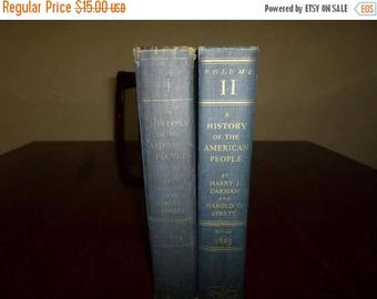 Save 25% Now Vintage 1957 Book Set A History of the American People Harry Carman Volumes 1 and 2 Excellent Condition