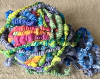 Fresh 3 spiral wool, hand dyed and hand spun