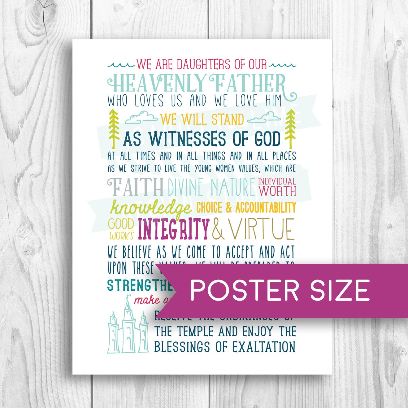 LDS Young Women Motto poster-size Daughter of Heavenly