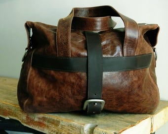 Handcrafted Rustic Brown Overnight Bag