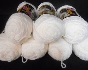 Yarn Lot of 7 Skeins Sayelle Caron Gold Monsanto 4 Worsted Weight Acrylic 3.5 oz 4 ply Knitting Crochet White