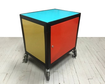 Vintage Colorful Metal Rolling Cart