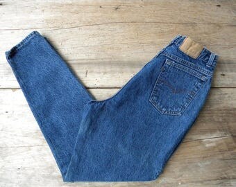 Size 30 Vintage High Waisted Levi's Jeans / Dark Acid Wash Jeans / Made in USA / Relaxed Fit Tapered Leg / Women's 30 in Waist