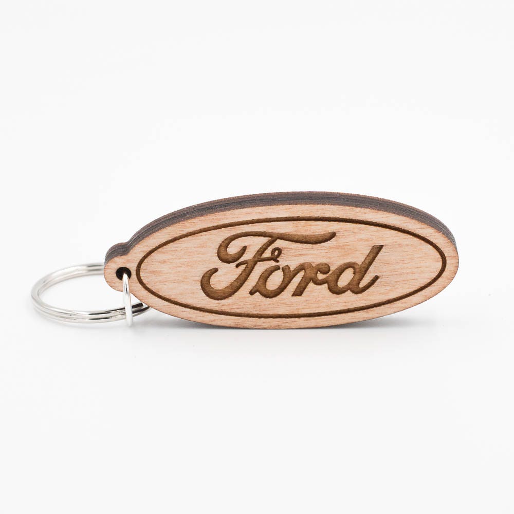Ford Keychain Ford Carved Wood Key Ring Ford Automotive