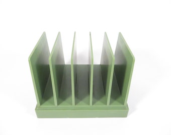 Vintage Avocado Green DESK Organizer - Green Plastic Desk Caddy