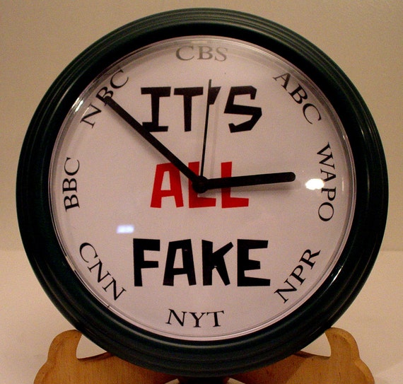 Fake News Media wall clock IT'S ALL Fake