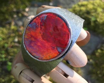 Antiqued Silver Cuff with Orginal Art