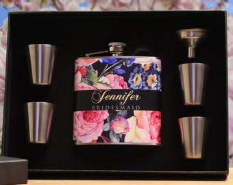 Personalized Flask for Women, Bridesmaid Gifts, Pink, Red, Blue, Green, Purple, Lavender, Black