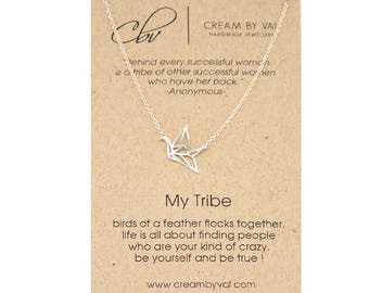 Bird Tribe Necklace -Origami Necklace Bestie Gift Bride Tribe Jewelry Best Friend Necklace Tribal Bird Sorority Sister Best Friend Gift Idea