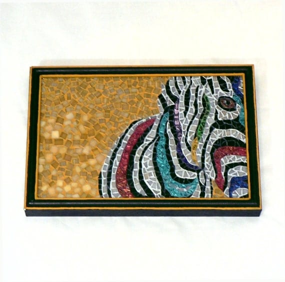 Glass Mosaic Wall Hanging Zebra / by InspirationsByKathyW on Etsy