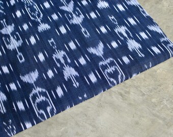 Ikat Fabric (#1) - Ethnic Fabric from Guatemala - Cotton Fabric by Yard - Indigo Blue - 1 Yard
