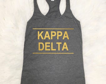 Kappa Delta Tank Top | Metallic Gold | Tshirt | Tee | KD