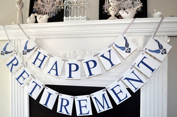 Air Force Retirement banner, Happy Retirement banner, retirement sign ...