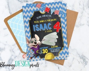 Chuck E. Cheese Birthday Party Invitation