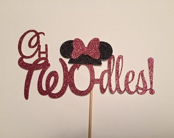 oh TWO-dles minnie mouse cake topper, disney party, Birthday Party, Photo Shoot, Oh Toodles Black & Pink Black and red boy girl