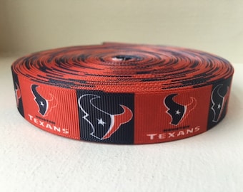 1/3/5/7/10 Yards Houston Texans 7/8" Grosgrain Ribbon