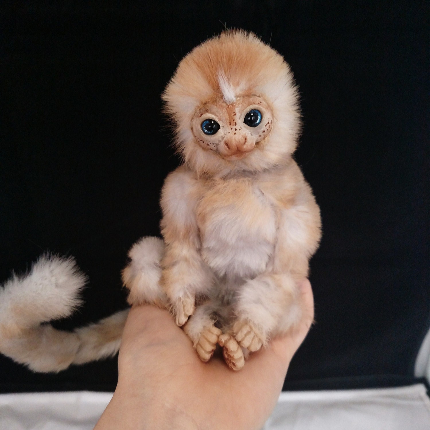 FOR SALE Baby marmoset monkey poseable Art doll.