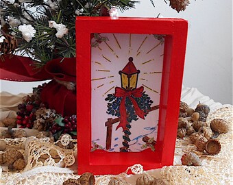 Paper Collage Shadow Box Art®/Christmas Lantern/Stocking Stuffer/Fun Gift Item