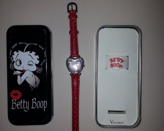 Betty Boop watch Wrist watch collectible tin Red leather watch