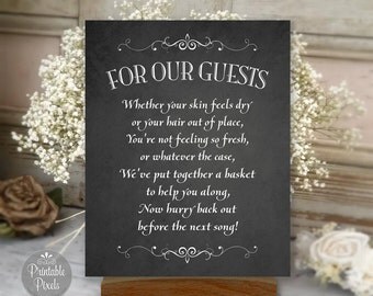Printable Bathroom Basket Wedding Sign, Chalkboard Style, Toiletries Basket (#BSK3C)