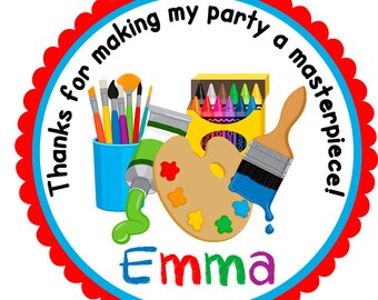 Art Party Favor Stickers-Painting Party Favor Tags-Art Party Favor Tags-Painting Party Stickers-Set of 12