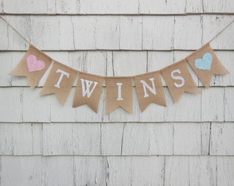 IT'S TWINS Baby Shower Banner Twins Baby Shower