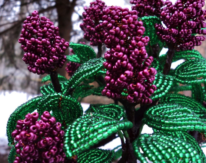Artifical lilac bonsai tree made of seed bead - beaded Syringa - miniature tree - purple lilac - wire bonsai tree - wire tree of life