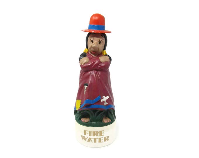 Vintage Alberta Fire Water Whiskey Decanter | Collectible Ceramic Whiskey Decanter | Decorative Whiskey Bottle | Folk Art Decanter Mom Teen