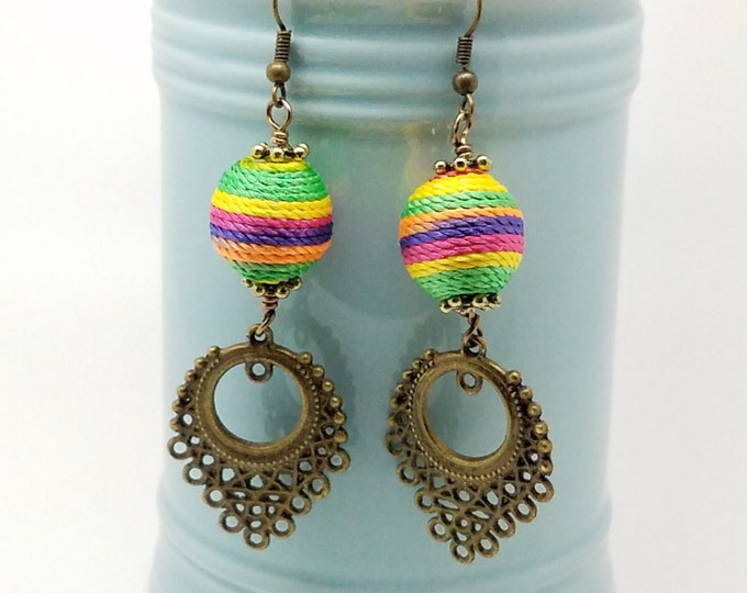 Long multicolor boho earrings, boho earrings, tribal multicolor earrings, multicolor earrings, Bohemia colorful earrings, colorful jewelry