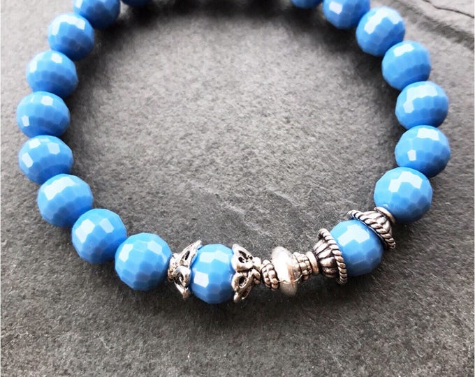 Blue crystal bangles, bracelet blue, beaded blue crystal, silver blue crystal, blue crystal bangle, sparkly blue bangles, blue stone