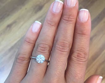 Engagement Ring 3.43 Carat Solitaire Diamond Engagement Ring Round 14K White Gold #J37708 FREE SHIPPING