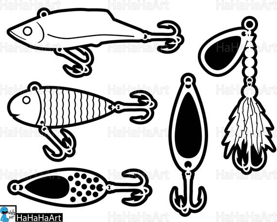 Download Fishing baits lures monogram Clipart / Cutting Files svg png