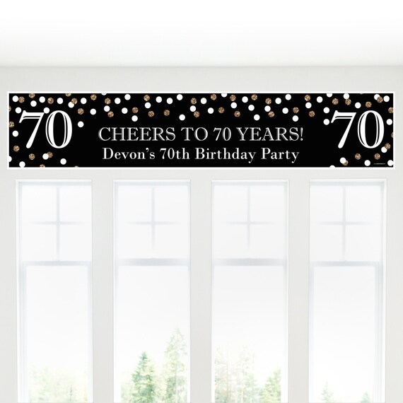 70th Birthday Banner - Adult 70th Birthday - Gold Personalized Banner ...