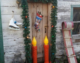 Nostalgic Christmas blow mold candles c. 1960s anc