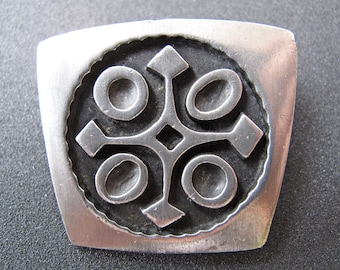 R Tenn Modernist Pewter Brooch - Rune Tennesmed Brooch, Sweden. Mid 20th Century.