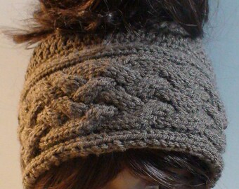 Cable Messy bun hat Pattern