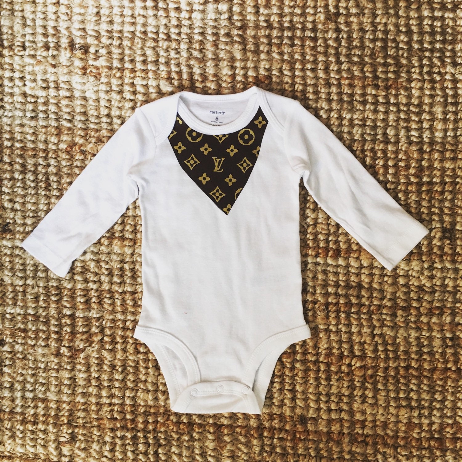 Newborn Baby Louis Vuitton LV Inspired Scarf Onesie Bodysuit