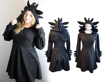 Toothless inspired black dragon cosplay dress