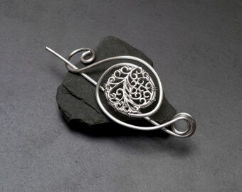 Filigree shawl pin,silver wire scarf pin,flower filigree sweater pin, flower design filigree shawl pin