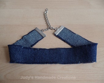 Denim Choker Necklace Jean Choker Denim Choker,Distressed Denim Choker,Jeans Choker,Blue Choker Necklace,Chokers For Women, Popular Necklace